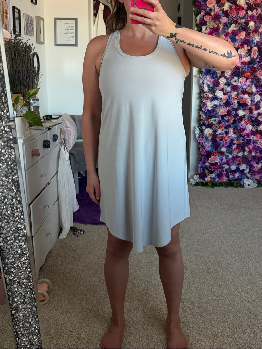 Leith Light Gray Racerback Tank Dress